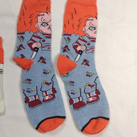 NWOT Horror Characters Themed Adult Socks - Orange and Blue - Picture 4 of 6